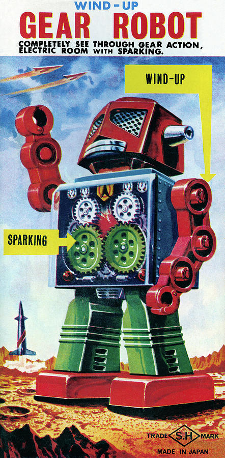 Wind-up Gear Robot Painting by Vintage Toy Posters - Fine Art America