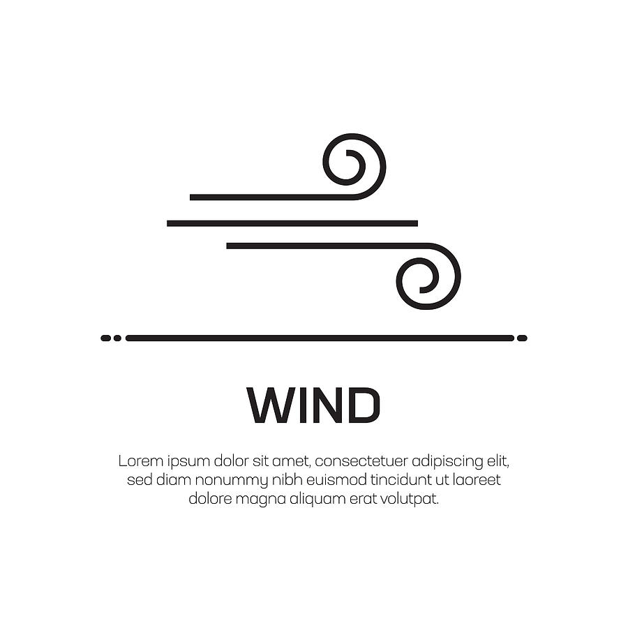 Wind Vector Line Icon - Simple Thin Line Icon, Premium Quality Design Element Drawing by Cnythzl