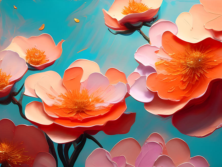 Windblown floral art and home decor Digital Art by Bonnie Bruno