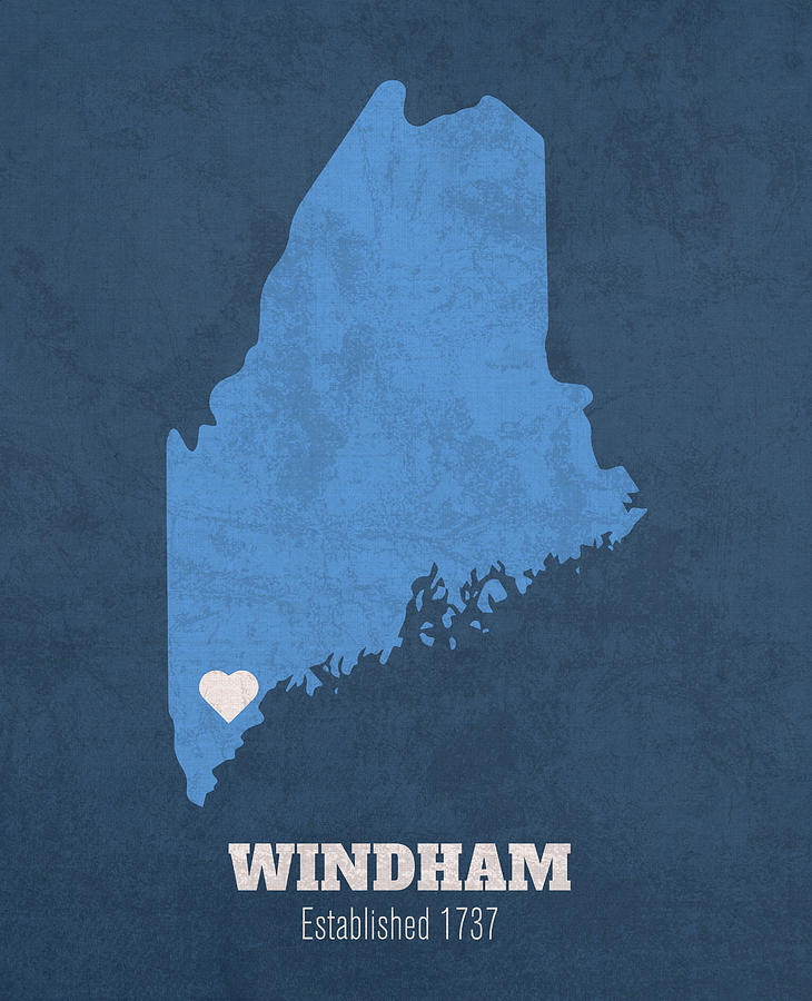 Windham Maine City Map Founded 1737 University of Maine Color Palette ...