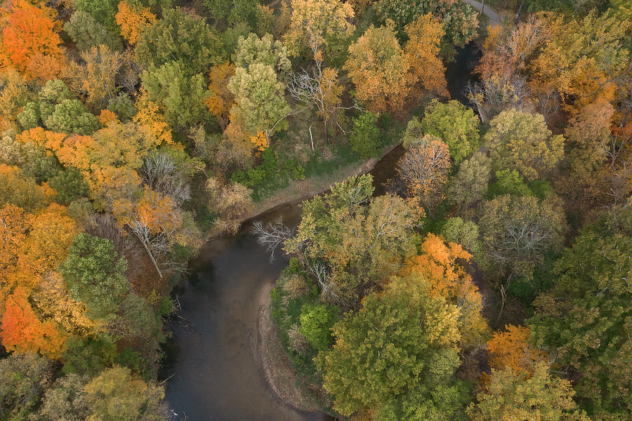 Winding Clinton River in Autumn AR10584 Photograph by Mark Graf