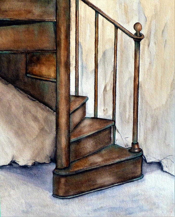 Winding Copper Staircase Mixed Media by Kelly Mills
