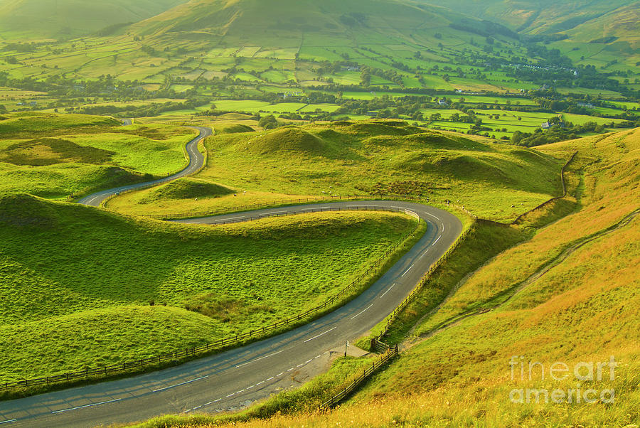 Winding road from Mam tor to Edale, Derbyshire Peak District, England Photograph by Neale And Judith Clark
