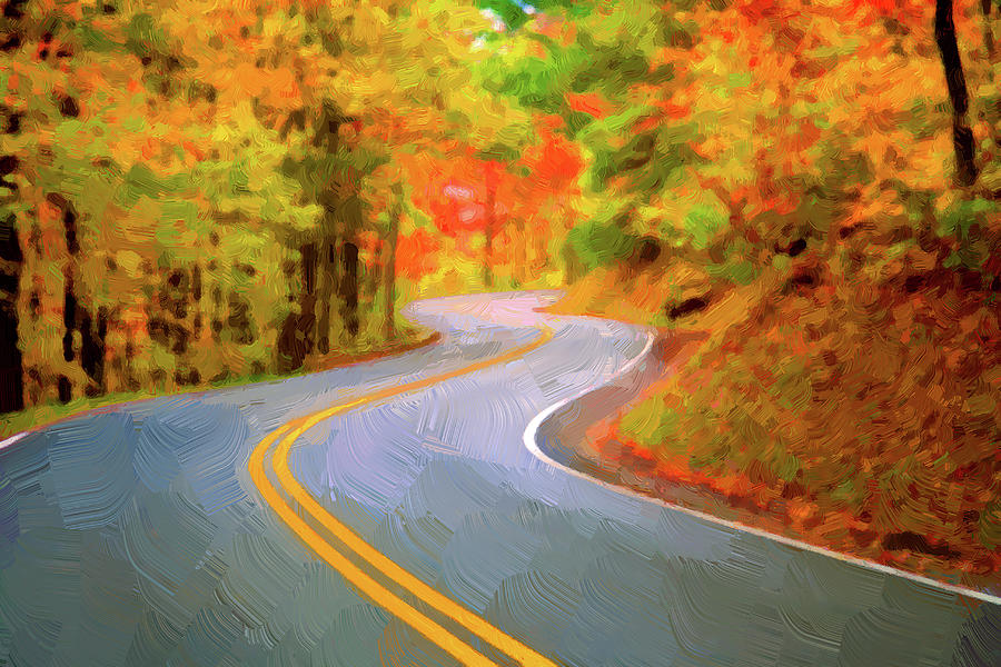 Winding Road Painterly Digital Art