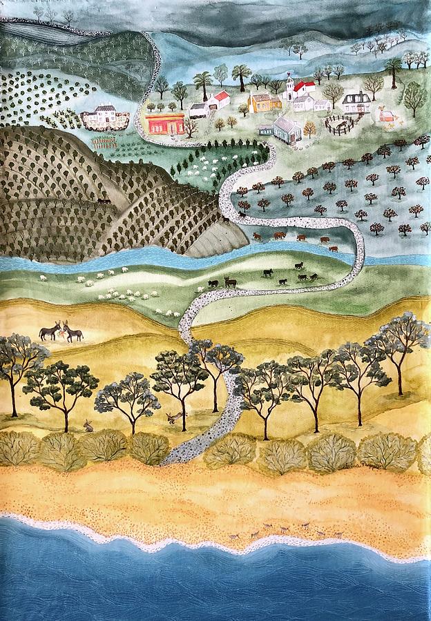 Winding Painting - Winding road to Pueblo Eden by Sabina Puppo Winding Painting - Winding road to Pueblo Eden by Sabina Puppo
