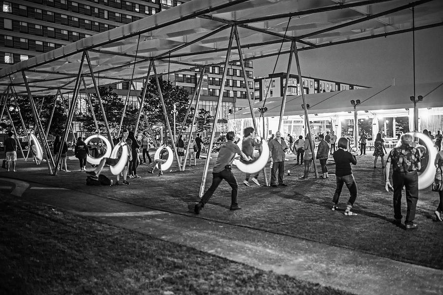 Winding up for a big swing Lawn on D Boston MA D Street Black and White Photograph by Toby McGuire