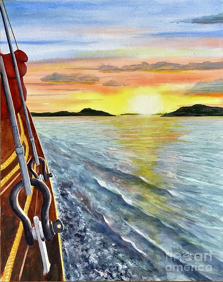 Windjammer Sunset Painting by Joseph Burger