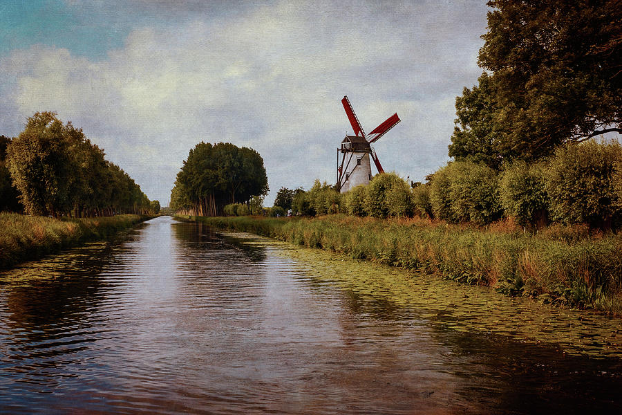  Windmill Along A Canal Photograph by Maria Angelica Maira