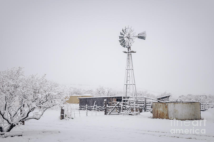 Windmill And Snow Photograph by Al Andersen