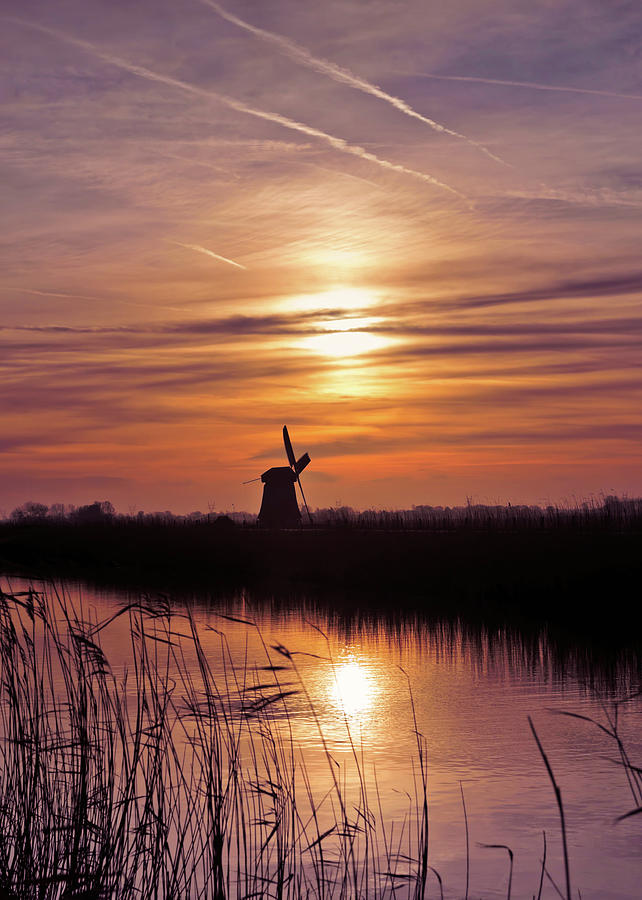 Windmill and Sunset Photograph by Maria Meester