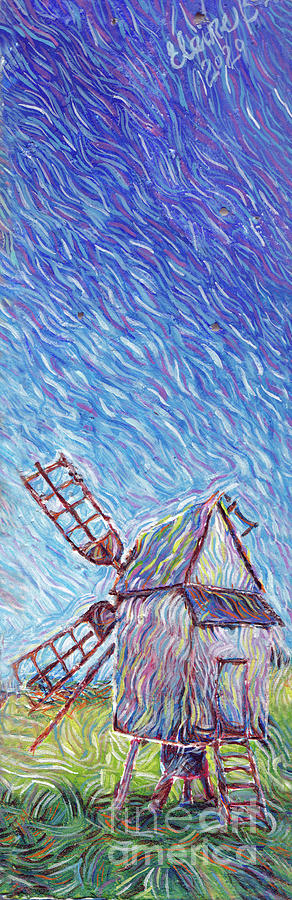 Windmill at Himmelsberga Painting by Elaine Berger