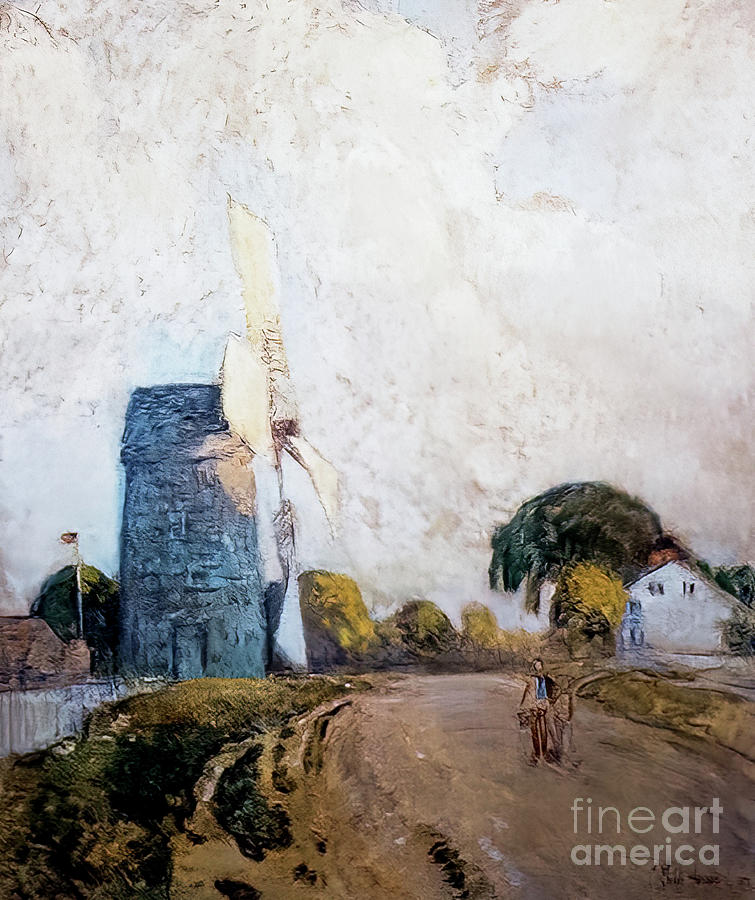 Windmill at Sundown, East Hampton by Childe Hassam 1898 Painting by Childe Hassam