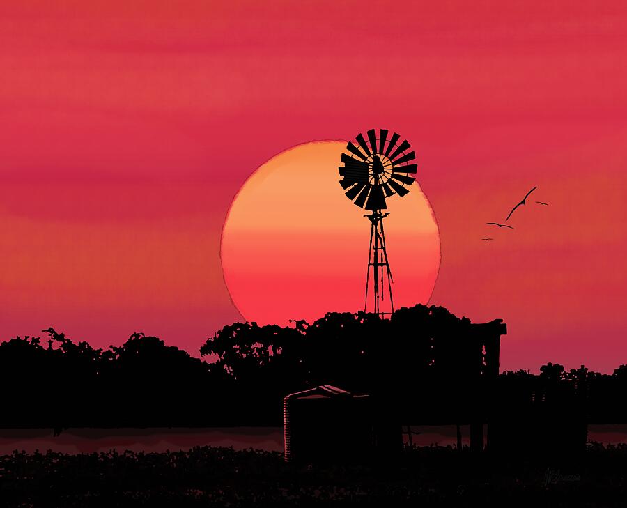 Windmill at Sunset Painting by Joan Stratton Windmill at Sunset Painting by Joan Stratton