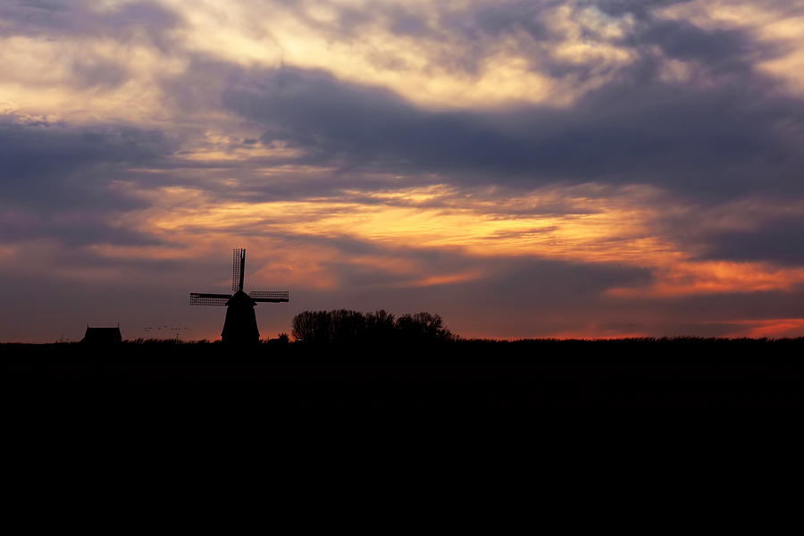 Windmill at Sunset Photograph by Maria Meester