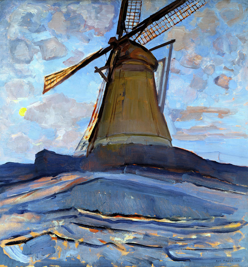 Windmill - Digital Remastered Edition Painting by Piet Mondrian - Pixels