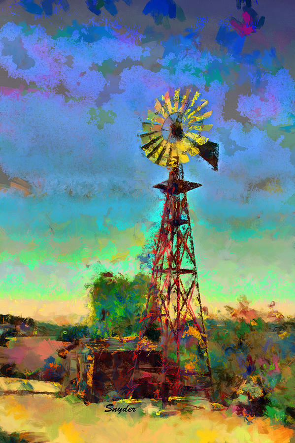 Windmill Farms Windmill Colorful DP Digital Art by Floyd Snyder