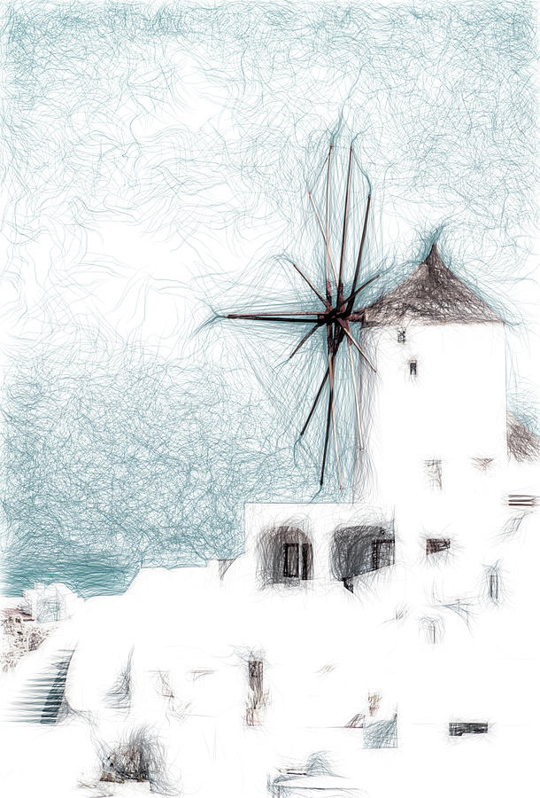 Summer Digital Art - Windmill by George Filippopoulos