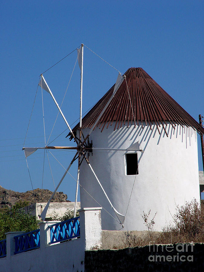 Windmill  in Greece Photograph by Nancy Bradley