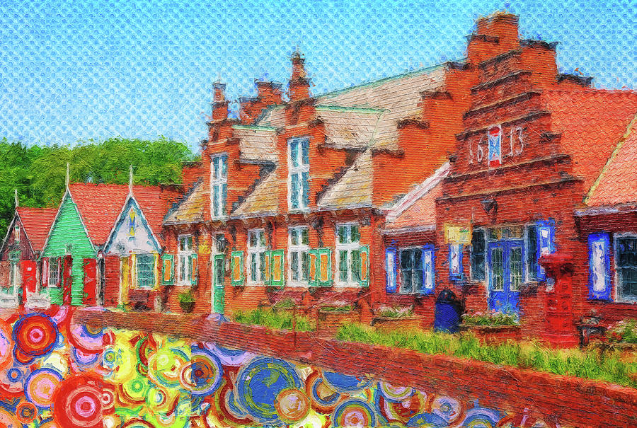 Windmill Island Gardens Village Painting by Dan Sproul
