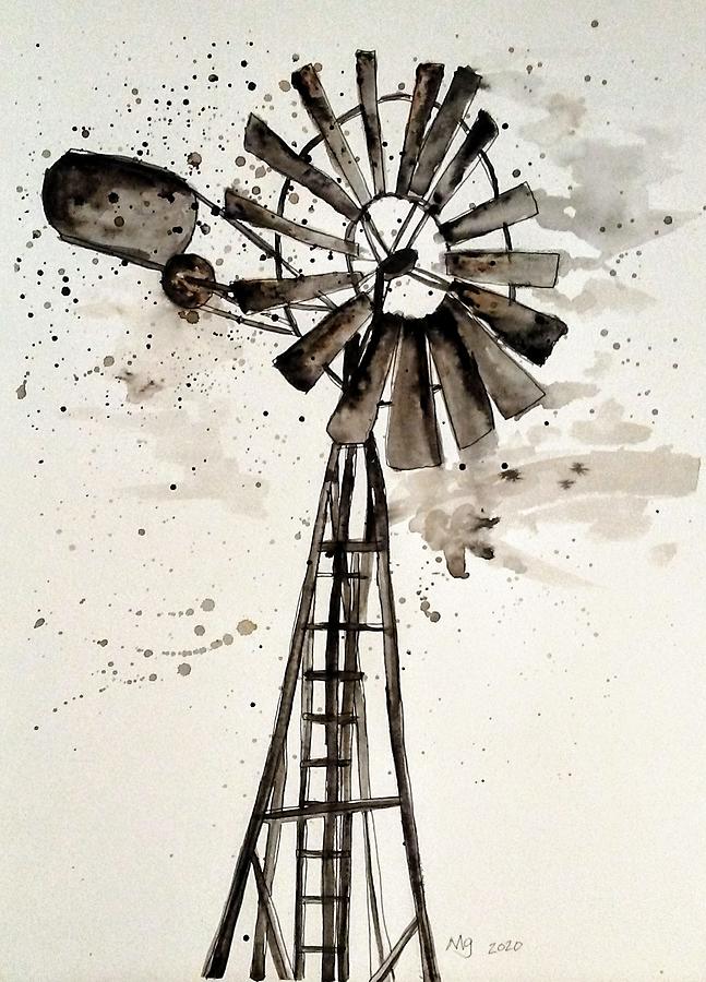 Windmill Painting by Mindy Gibbs