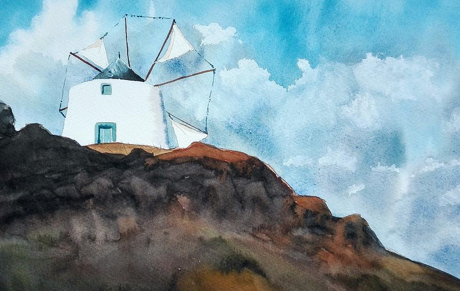 Windmill Painting by Sandie Croft