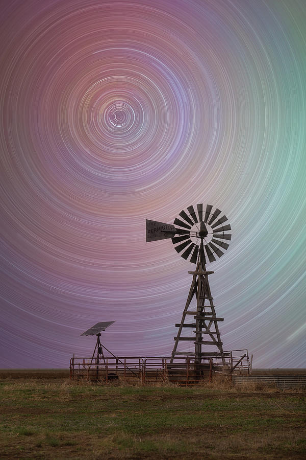 Star Trails Photograph - Windmill Spins by Darren White