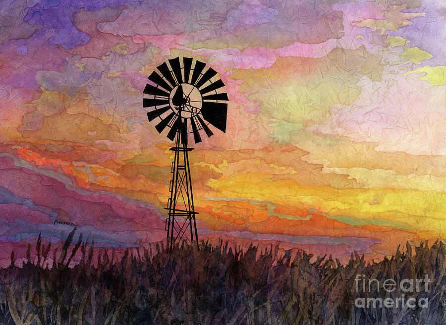 Windmill Sunset 5 Painting