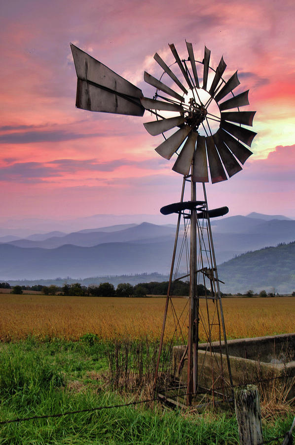 Windmill Sunset Photograph by Randall Branham