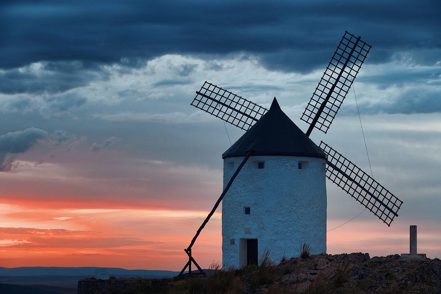 Windmill sunset Photograph by Songquan Deng