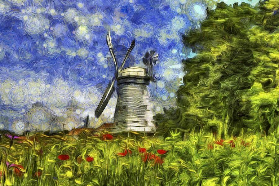 Meadow Photograph - Windmill Van Gogh by David Pyatt