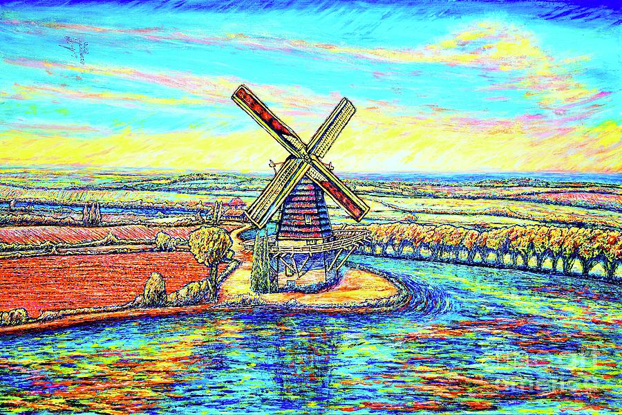 Windmill Painting by Viktor Lazarev