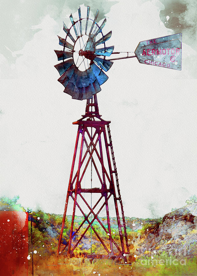 Windmill Watwercolor1 Photograph by Mark Jackson