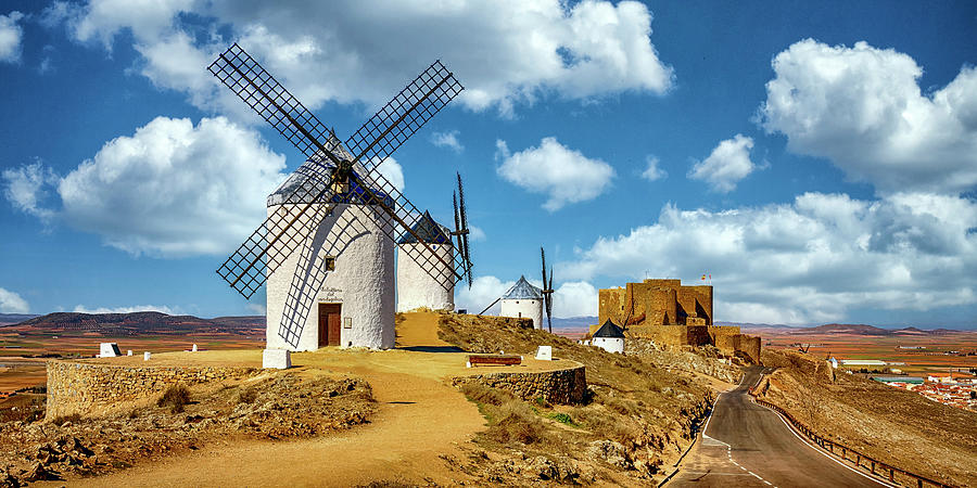Windmills at Castillo de Consuegra Spain_GRK2269_020620194001-clouds  Photograph by Greg Kluempers