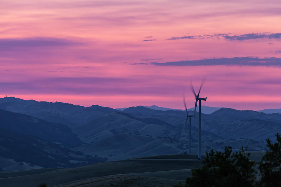 Windmills at Sunset in the Diablo Range Photograph by Rick Pisio