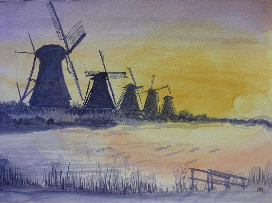 Windmills Painting by Lisa Mutch