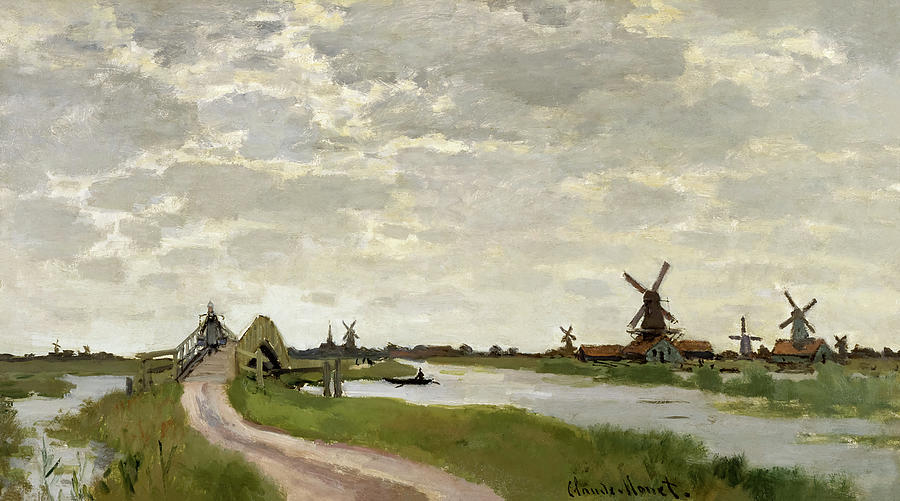 Windmills Near Zaandam By Claude Monet Painting