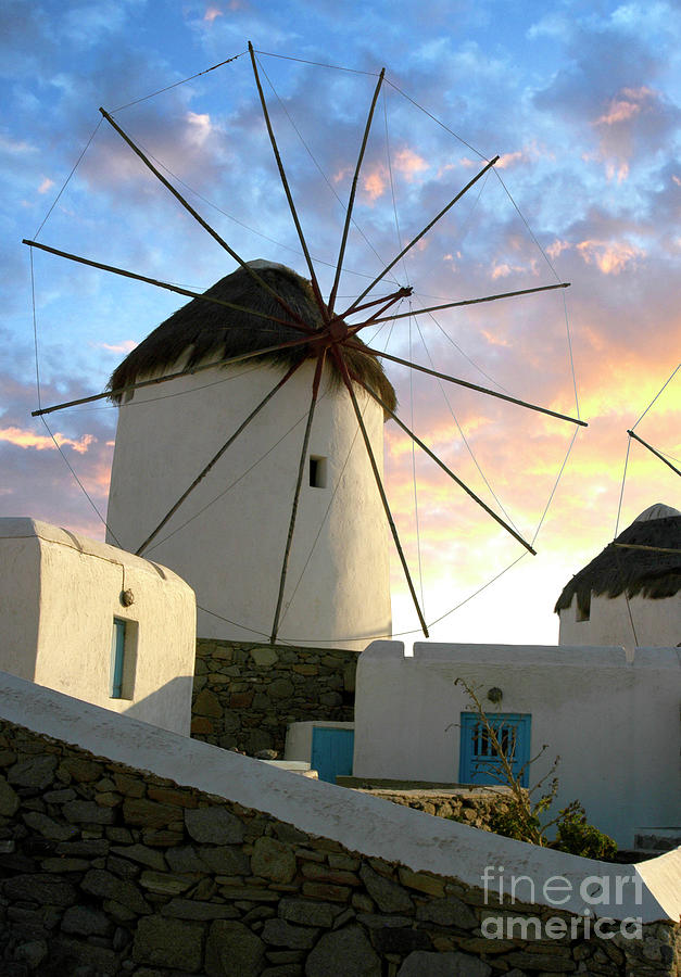 Windmills on the island of Mykonos, Greece. Photograph by Gunther Allen