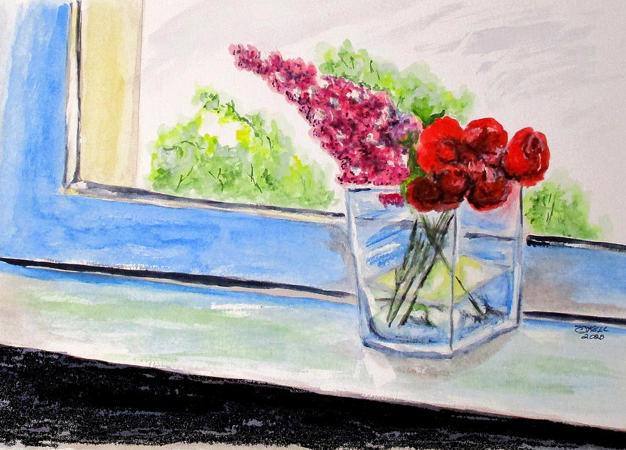 Window Bouquet Painting by Clyde J Kell