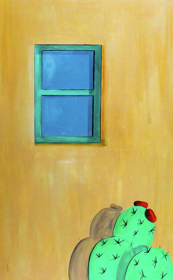 Window cactus Painting by Ted Clifton