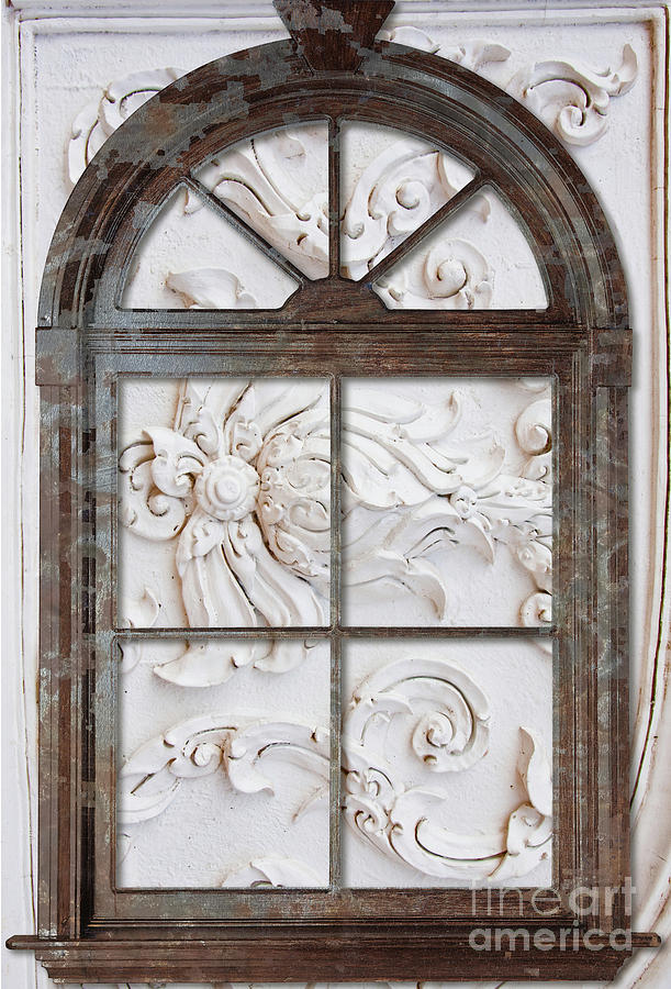 Arched Window Painting - Window Carving by Mindy Sommers