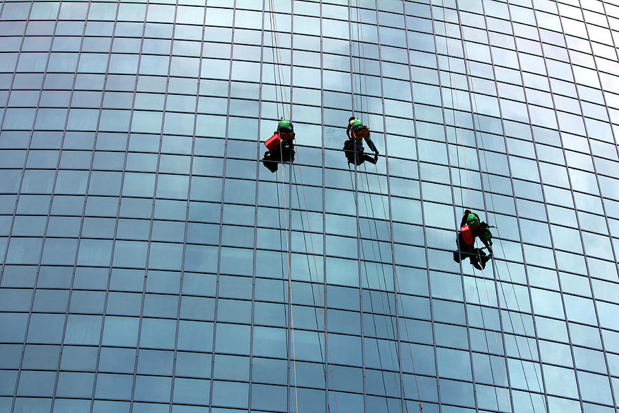 Window Cleaners At Work Photograph by Mikhail Kokhanchikov