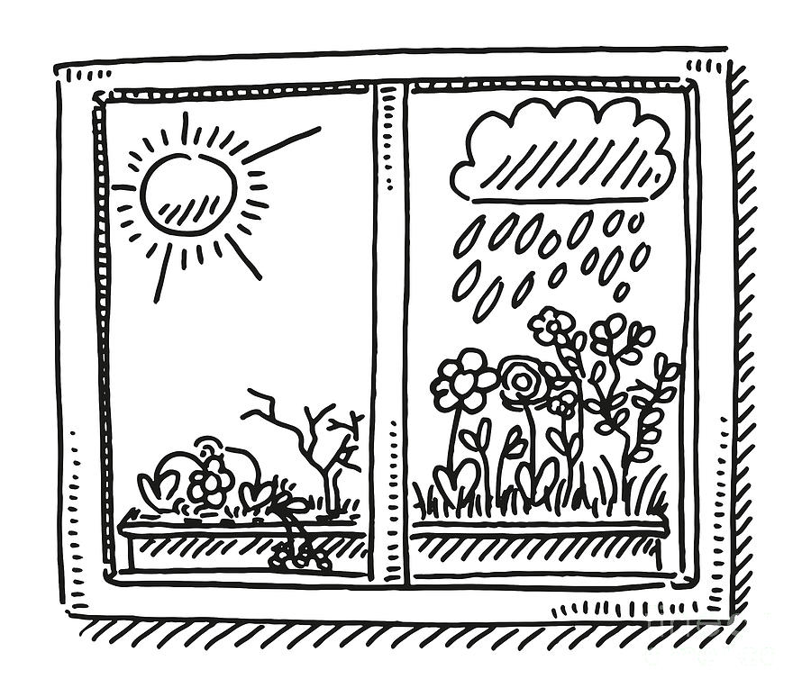 Window Dry Humid Weather Comparison Drawing Drawing by Frank Ramspott