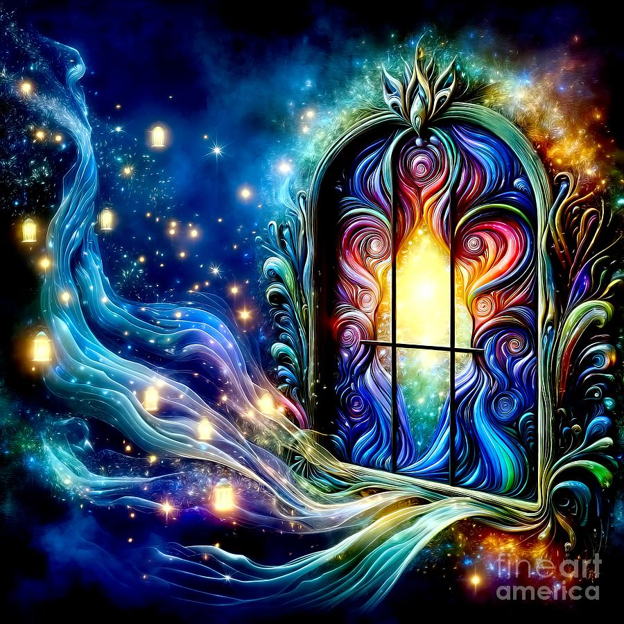 Window in the Beautiful Heavenly Realm Liquid Color Effect Digital Art by Rose Santuci-Sofranko