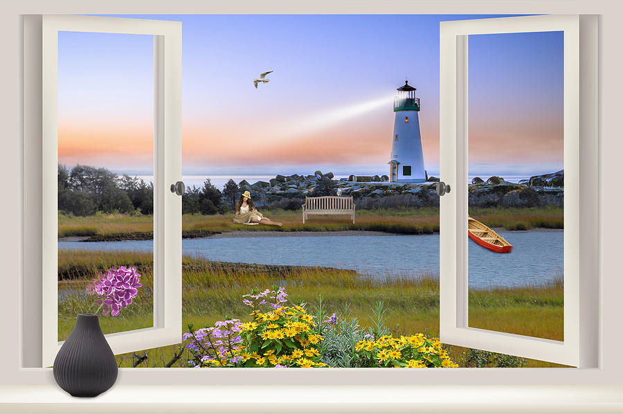 Window Lighthouse View Digital Art by Nina Bradica