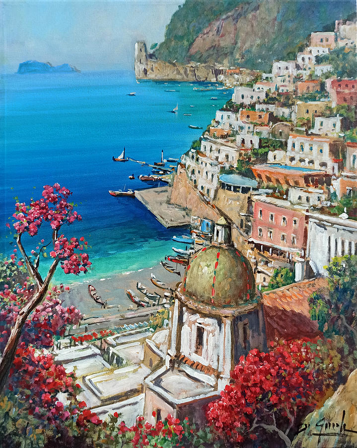 Window on Positano - Amalfitan Coast painting 40x50 cm Painting by ...