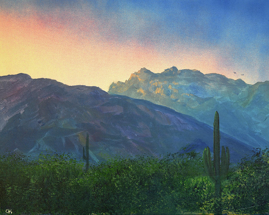 Window Peak Last Light, Tucson Arizona Painting by Chance Kafka