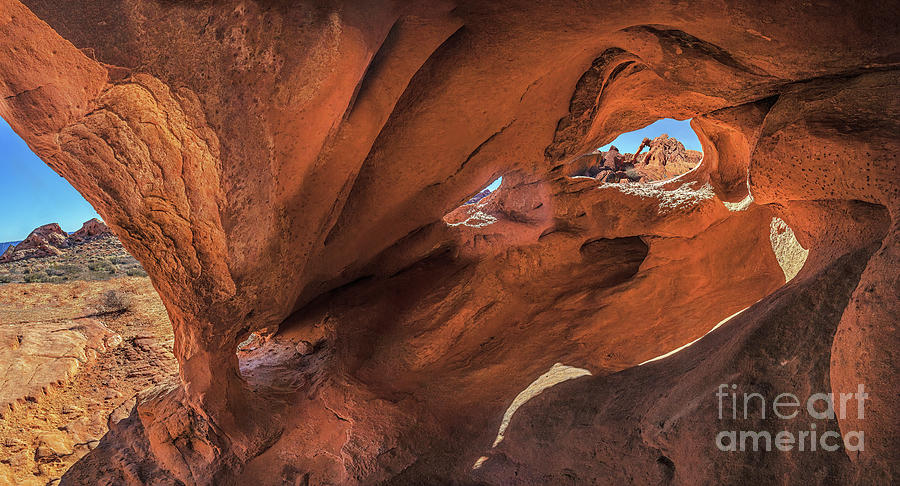 Window Rock, Valley Of Fire With Elephant Rock Formation, Valley Of Fire State Park, Nevada Photograph by Don Schimmel