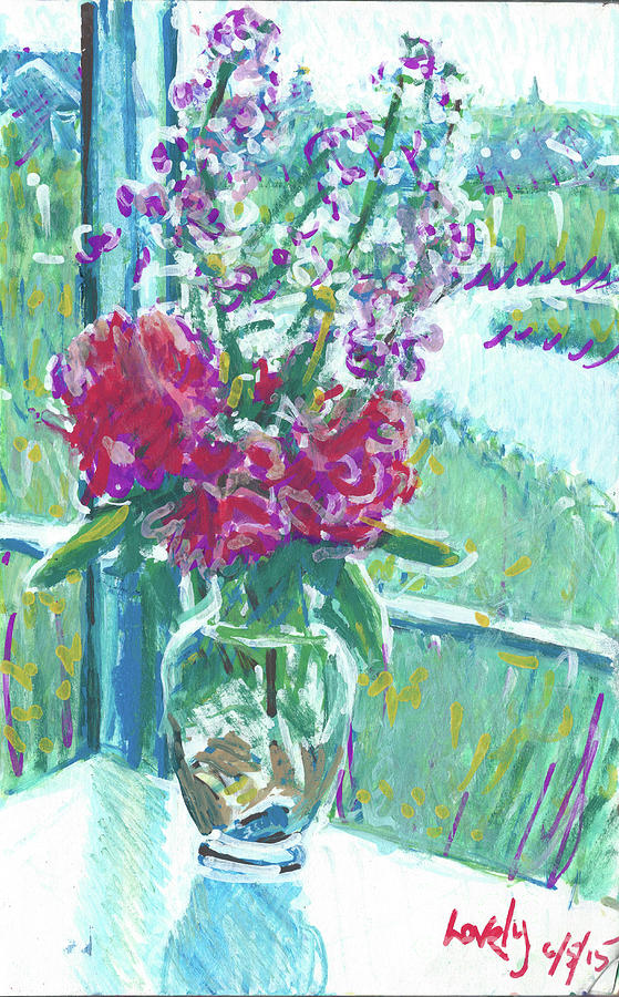 Window Sill Vase Painting by Candace Lovely
