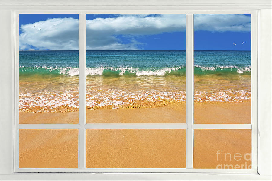 Window View Pretty Beach by Kaye Menner Photograph by Kaye Menner