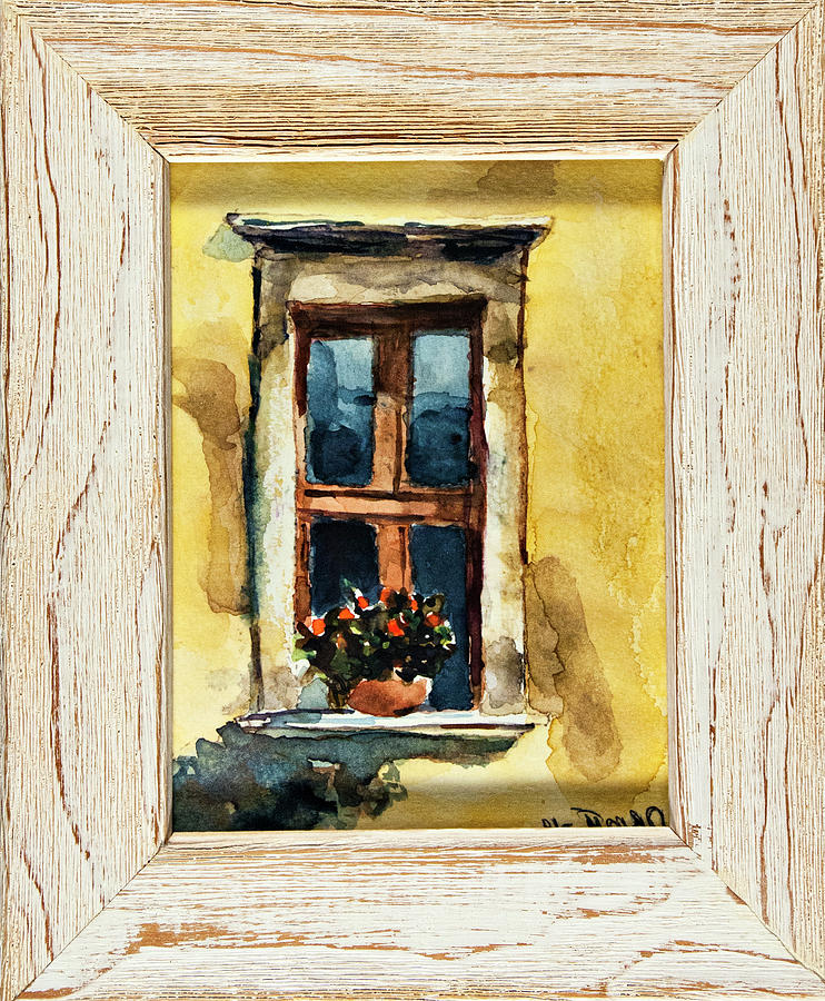 Window With Flowers Painting by David Martin